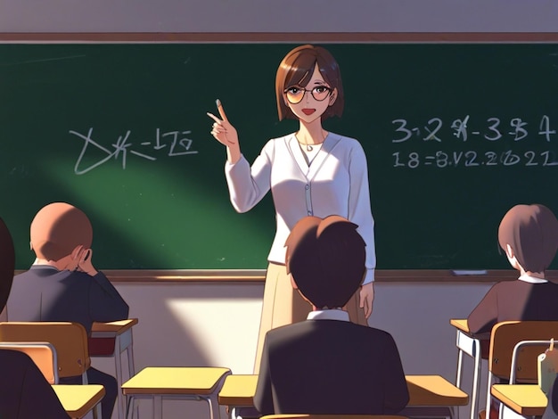 Teachers Day 3D Drawing Teacher School Classroom Students Blackboard Studying