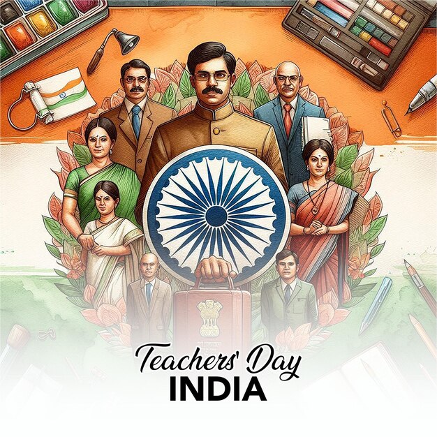 Photo teachers day india social media post banner poster template