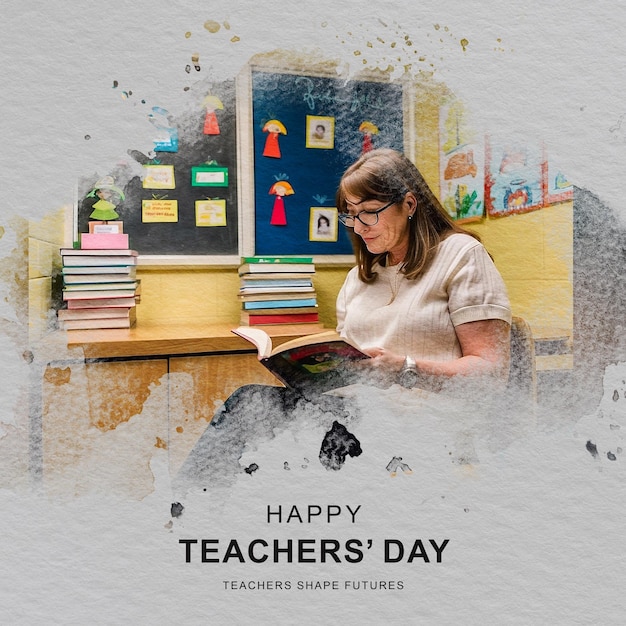 Teachers day social media post banner poster design template