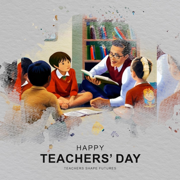 Teachers day social media post banner poster design template