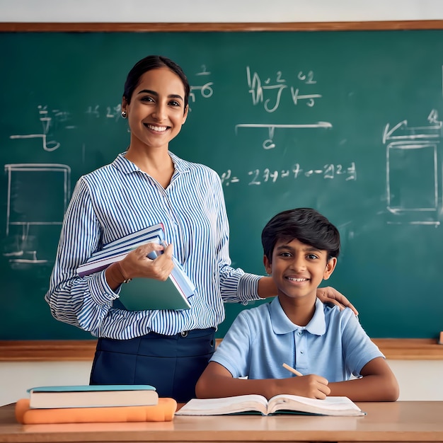 Teachers Day teacher and student in classroom