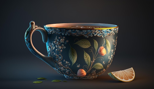 Teacup fancy bone china glowing wallpaper ai generated art