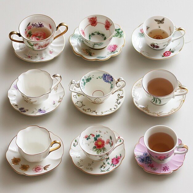 Photo teacup and saucer set isolated on white background