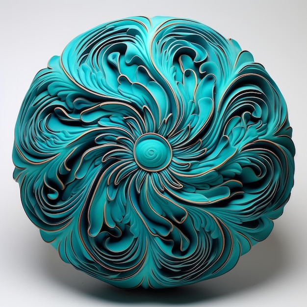 Teal 3d Printed Decorative Object Swirling Colors Inspired By Phil Koch