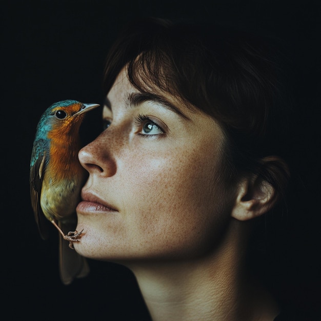 Photo teal and amber dreams a surreal portrait of transformation