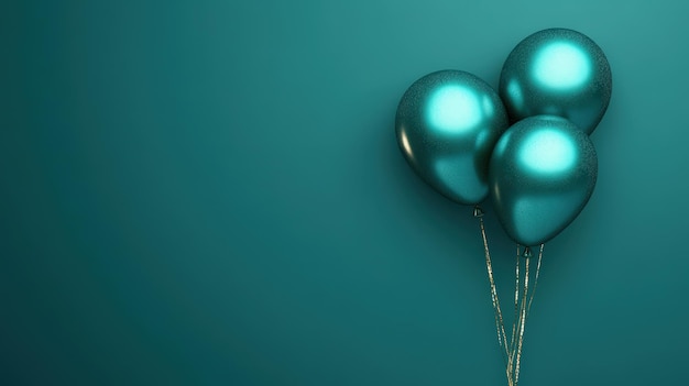 Teal Balloons on a Green Background