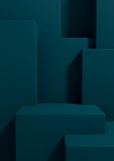 Teal blue 3D product display podium luxury simple minimal abstract geometry photography background