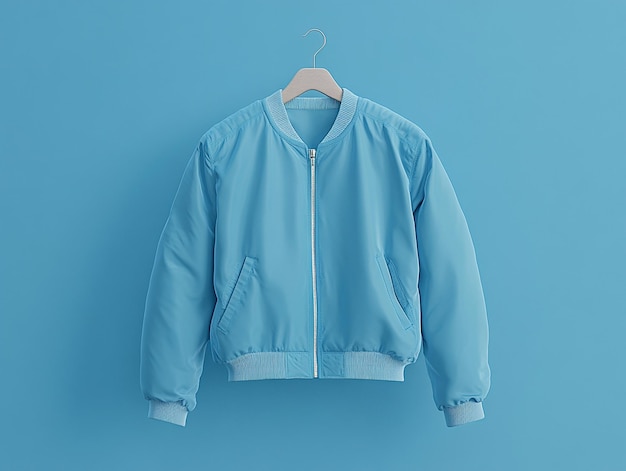 Teal Bomber Jacket Mockup on Hanger