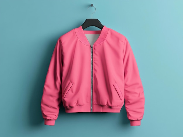 Teal Bomber Jacket Mockup on Hanger