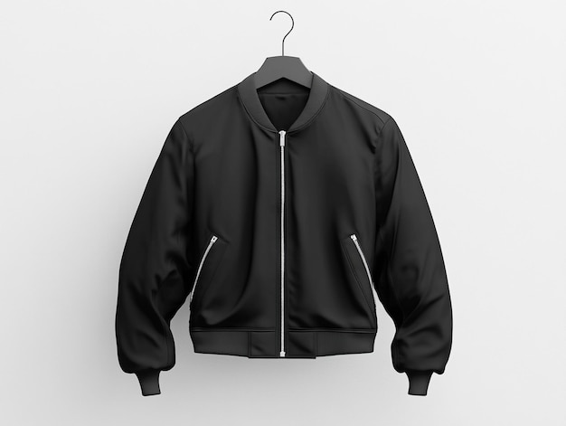 Photo teal bomber jacket mockup on hanger