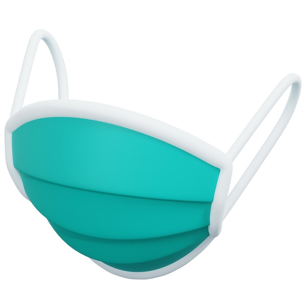 A teal face mask with a white background