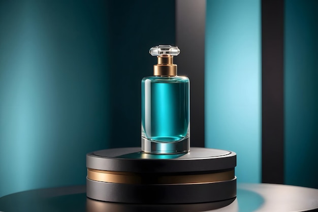 Teal Perfume Bottle on Podium