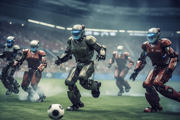 Team of advanced robots competes in soccer match Future of sports