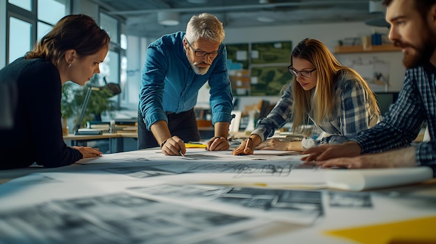 Team of Architects Collaborating on a Design Project