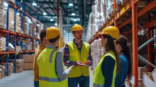 Team Briefing in Modern Warehouse Facility AIG41