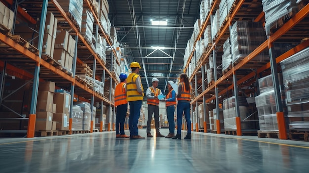 Team Briefing in Modern Warehouse Facility AIG41