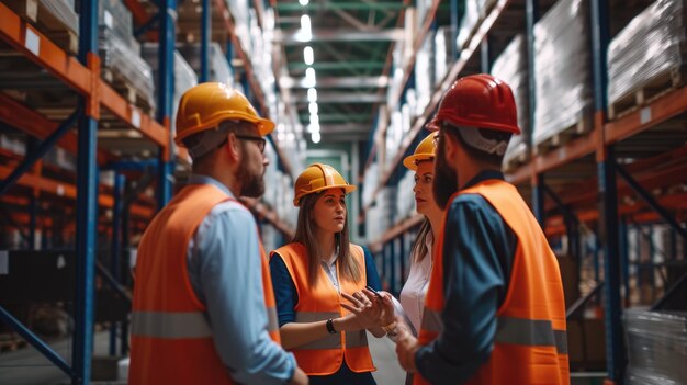 Team Briefing in Modern Warehouse Facility AIG41