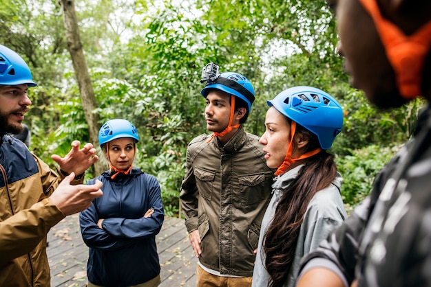 Team building outdoor in the forest