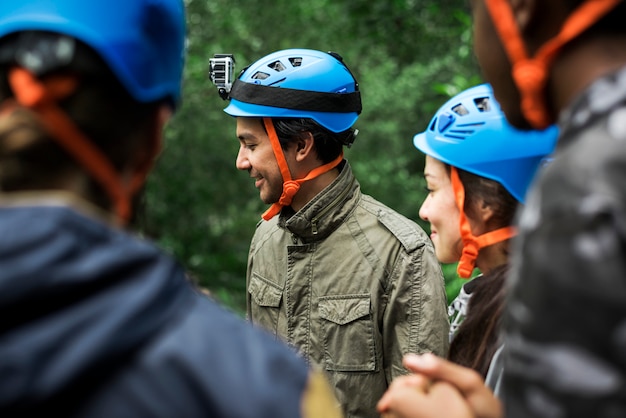 Team building outdoor in the forest