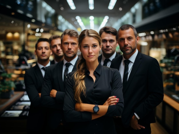 team of businessmen in the office in formal suits Generative AI