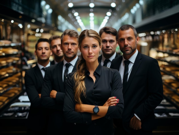 team of businessmen in the office in formal suits Generative AI