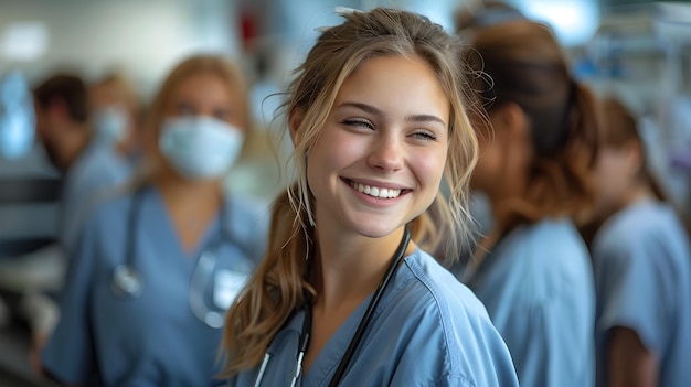 A Team of Cheerful Nurses Providing Medical Care Together