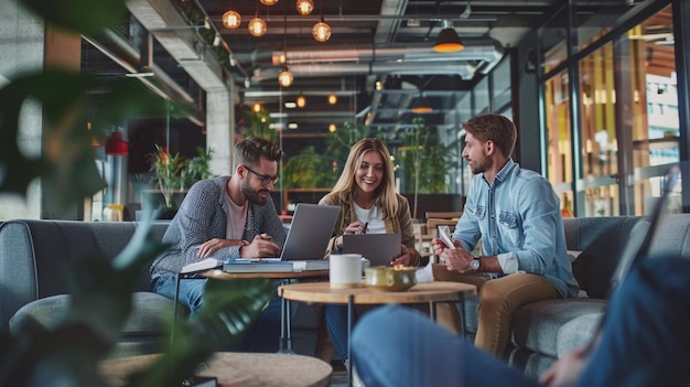 Team Collaboration Meeting at Modern Workspace