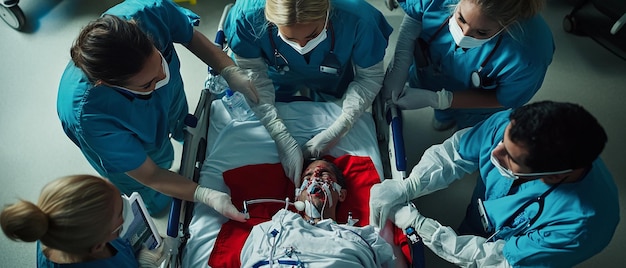 Photo a team of doctors and nurses quickly coordinating in an emergency room