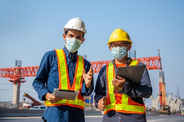 Team engineer Two man architect on a building construction site