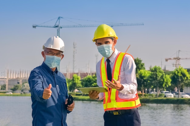 Team engineer Two man architect on a building construction site