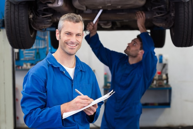 Team of mechanics working together