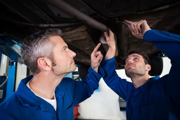 Team of mechanics working together