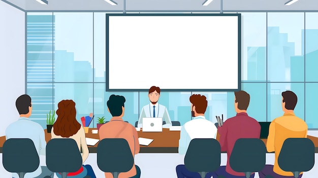 Team Meeting or Presentation in Modern Office Conference Room_4