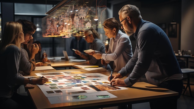 Team of People Standing Around a Table Generative AI