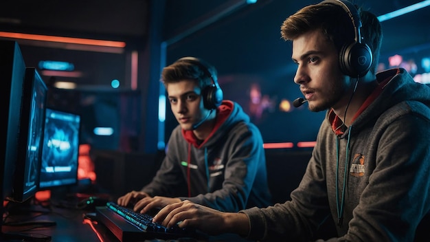 Team Playing Esports Game on Computers in Internet Club