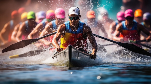 Team of rowers races with energy and determination