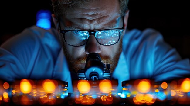 A team of scientists in a laboratory working diligently to analyze cancer cells under a microscop