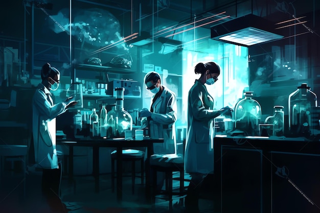 Team of scientists working in a laboratory