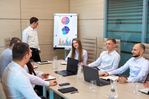 A team of specialists gathered for a conference in the office