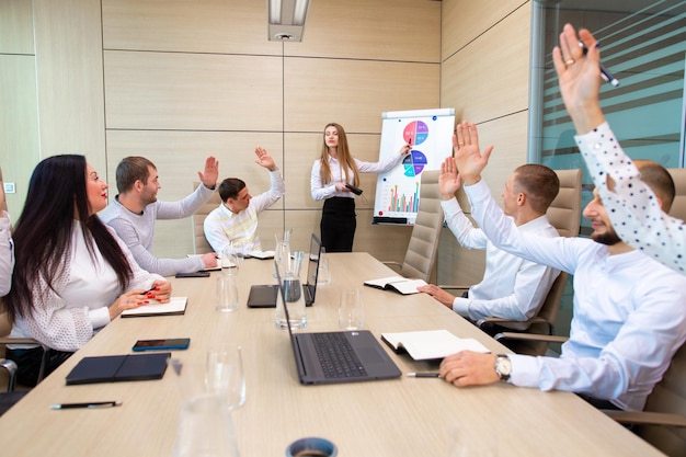 A team of specialists gathered for a conference in the office