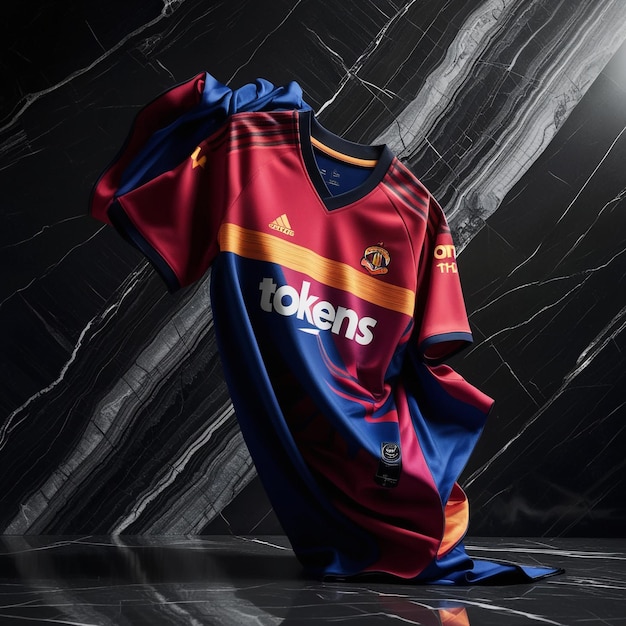 Photo team spirit sports jersey against black marble background