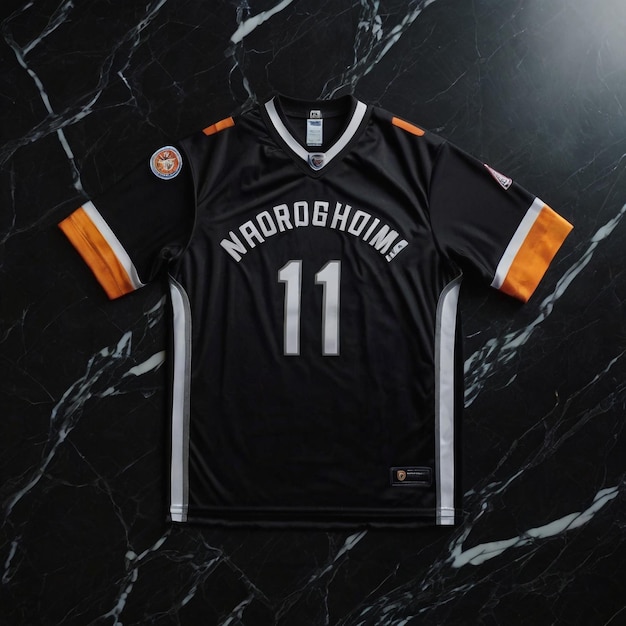 Photo team spirit sports jersey against black marble background