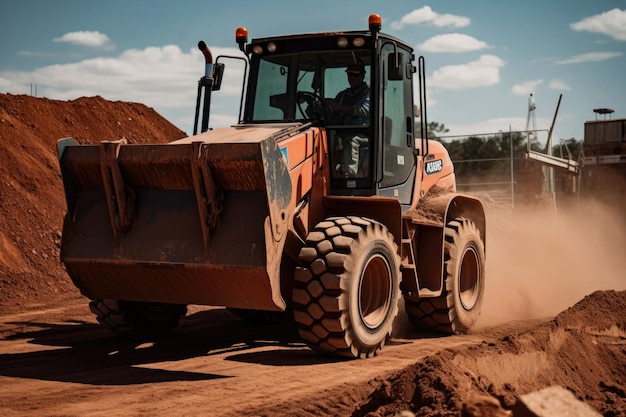 A Team of Workers Operating a Bobcat to Move Earth in a Construction Site