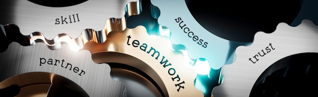 Photo teamwork gears concept 3d illustration