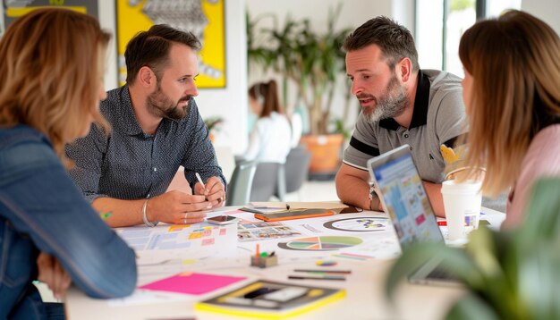 Teamwork with business people analysis cost graph on the desk in the meeting room The business team discussed meetings and briefing strategies