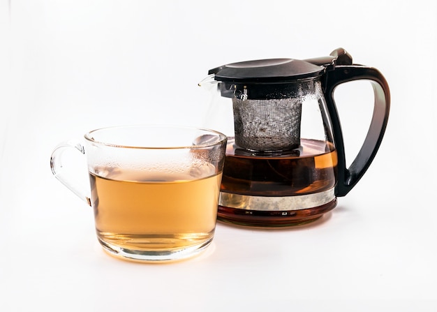 Teapot and cup with tea