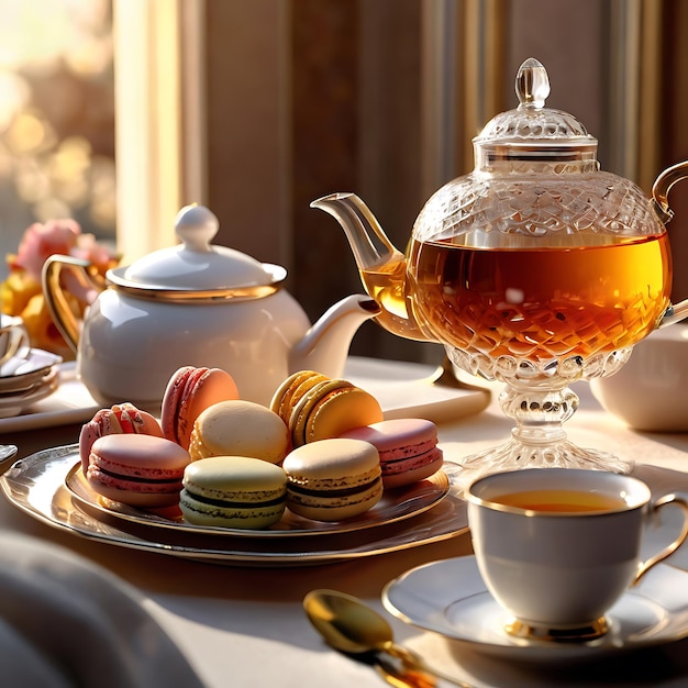 a teapot and teapot are on a table with a teapot and a teapot