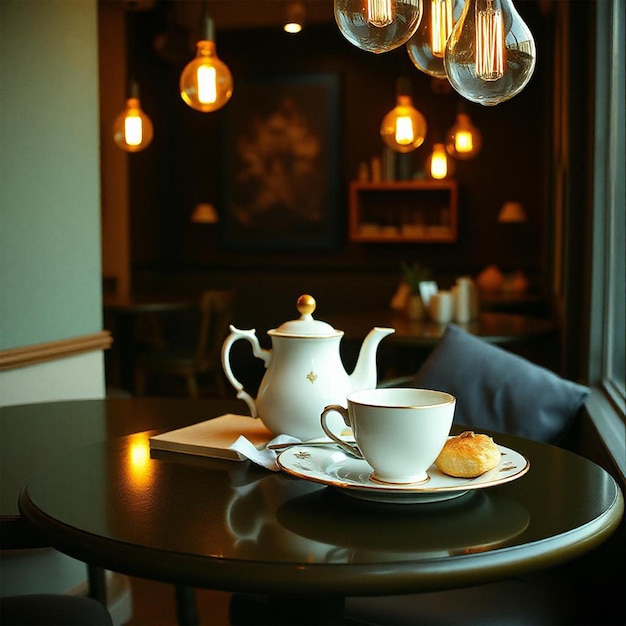 Photo a teapot and teapot sit on a table in a restaurant