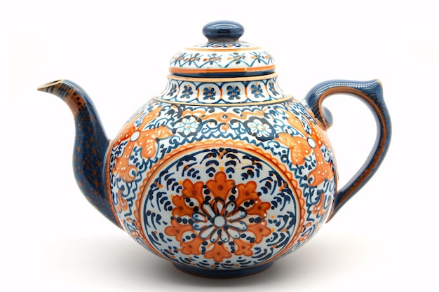 a teapot with a design on it