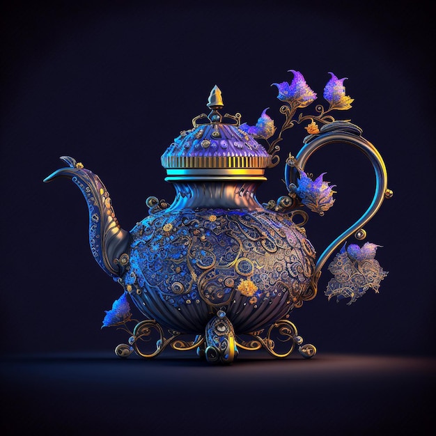 A teapot with a floral design on it